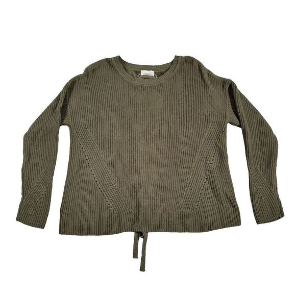 Lucky Brand Sweater Womens Medium Knit Oversized Back Straps Green - Picture 1 of 10